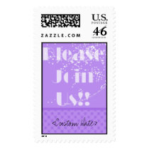 PleaseJoinUsPurple, <Custom Date> postage