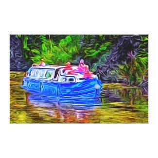 Pleasure Boat on Canal Gallery Wrapped Canvas