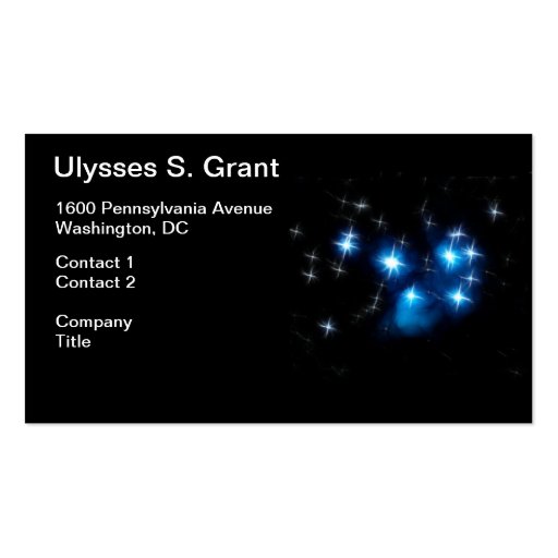 Pleiades Blue Star Cluster Business Card (front side)