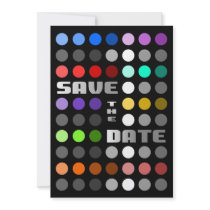 Plethora of Rainbow Circles Save The Date Card Invitation
