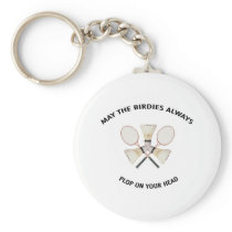 Plop on Your Head Badminton Keychain