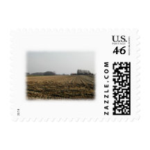 Plowed Field in Winter. Scenic. Postage