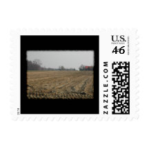 Plowed Field in Winter. Scenic. Stamps