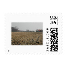 Plowed Field in Winter. Scenic. Stamps