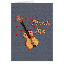 Pluck Me Valentine Guitar Greeting Cards
