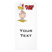 pluck you funny plucked chicken cartoon customized rack card