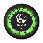 Plug It In! - Green Refrigerator Magnet