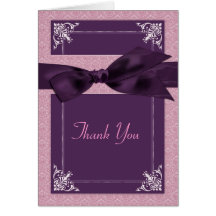 Plum, Amethyst Damask Thank You Note Card