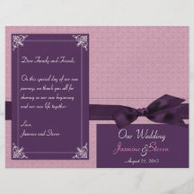 Plum and Amethyst Damask Wedding Program Flyer