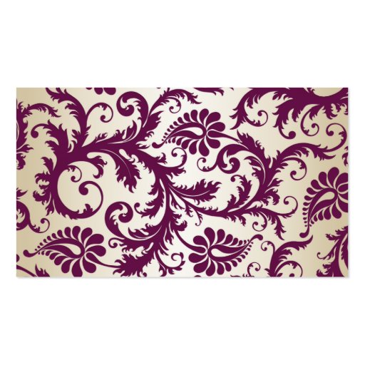 Plum and Champagne Damask Placecards Business Card Templates (back side)