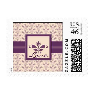 Plum and Champagne Damask Stamp