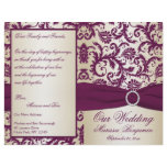 Plum and Champagne Damask Wedding Program Personalized Flyer