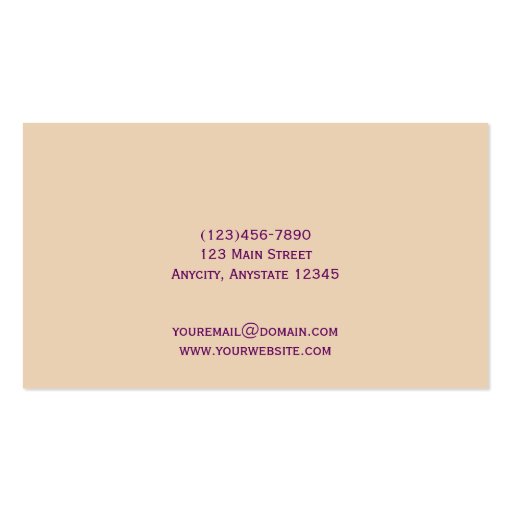 Plum and Cream Floral Scroll Business Card (back side)