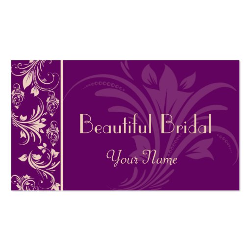 Plum and Cream Floral Scroll Business Card (front side)