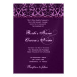 Plum and Eggplant Purple Damask Wedding Personalized Announcements