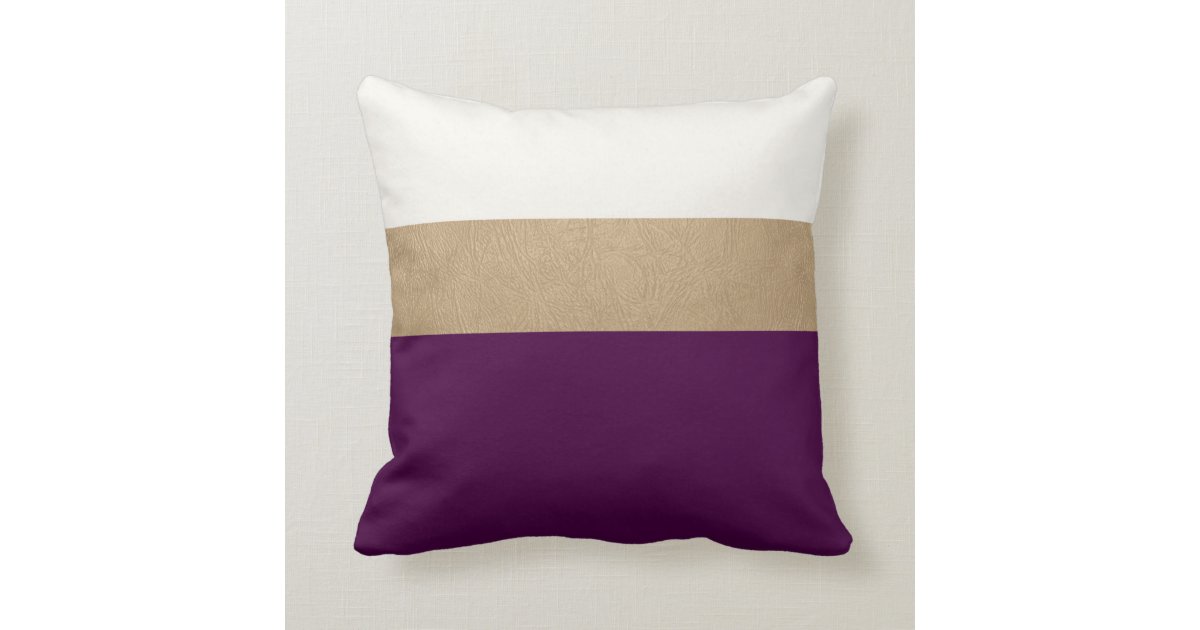 plum and faux gold leather throw pillow Zazzle