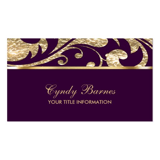 Plum and Gold Contemporary  Business Card (front side)