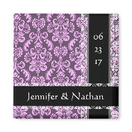 Plum and Lavender Damask Wedding Magnet magnet