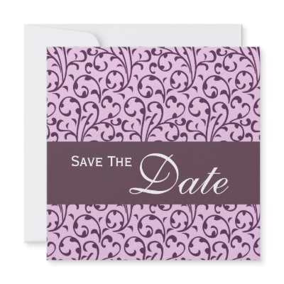 Plum and Lilac Swirl Monogram Wedding Invitation invitation