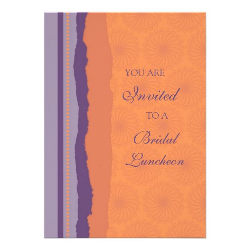 Plum and Orange Bridal Luncheon Invitation Cards
