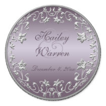 Plum and Pewter 1.5" Diameter Round Sticker
