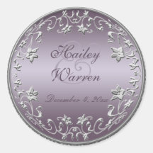 Plum and Pewter 1.5" Diameter Round Sticker
