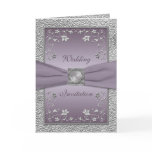 Plum and Pewter Card Style Wedding Invitation