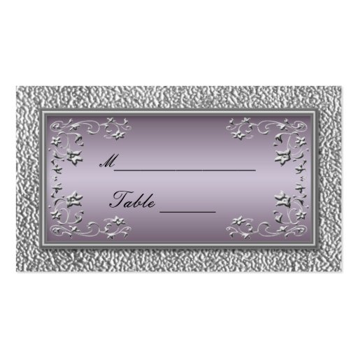 Plum and Pewter Floral Placecards Business Card Template (back side)