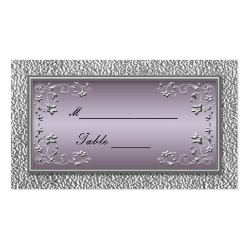 Plum and Pewter Floral Placecards Business Card Template (front side)