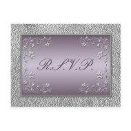 Plum and Pewter Floral RSVP Postcard postcard