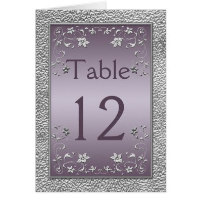 Plum and Pewter Floral Table Card