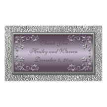 Plum and Pewter Wedding Favor Tags Business Card