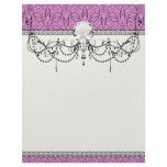 plum and purple intricate swirl damask custom letterhead