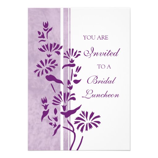 Plum and White Bridal Luncheon Invitation Cards