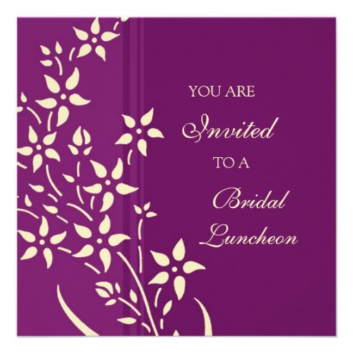 Plum and Yellow Bridal Luncheon Invitation Cards