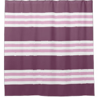 Plum Berry Pink Stripe Pattern Shower Curtain