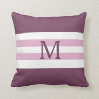 Plum Berry Pink Stripes Monogrammed Throw Pillow