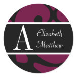 Plum & Black Customize Last and First Name Sticker