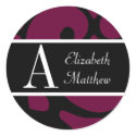 Plum & Black Customize Last and First Name Sticker