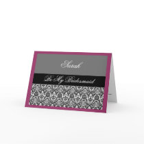 plum black & grey damask card