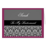 plum black & grey damask card