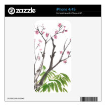 Plum Blossom and Bamboo iPhone Skin Decals For Iphone 4s
