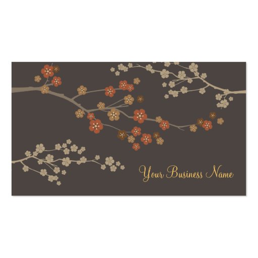 Plum Blossom Custom Business Card Gray (front side)