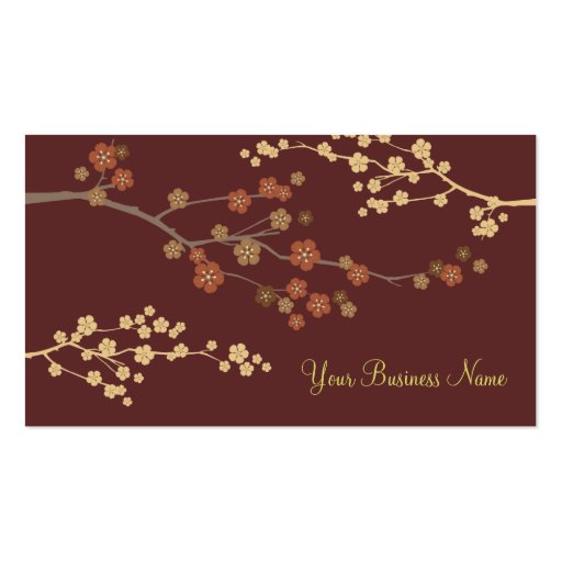 Plum Blossom Custom Business Card Maroon (front side)