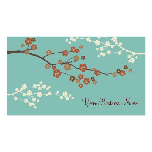 Plum Blossom Custom Business Card Teal Blue