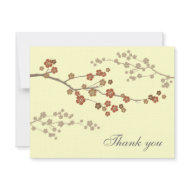 Plum Blossom Flat Thank You Card Cream invitation
