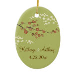 Plum Blossom Monogram Custom Ornament Light Green
