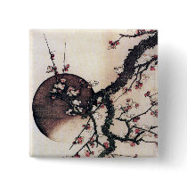 Plum Blossoms and the Moon, Hokusai Buttons