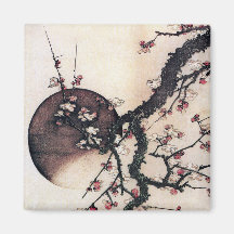 Plum Blossoms and the Moon, Hokusai Fridge Magnets
