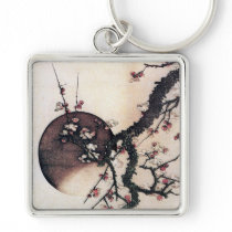 Plum Blossoms and the Moon, Hokusai Key Chain